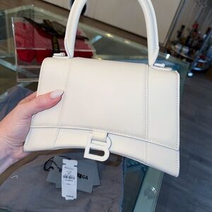 Balenciaga Hourglass Top Handle Bag in Optic White